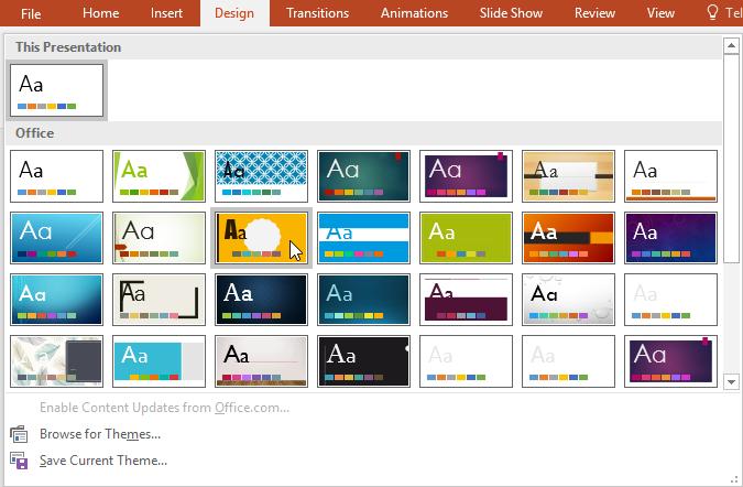 Di erent themes also use di erent slide layouts, which can change the arrangement of your existing placeholders.