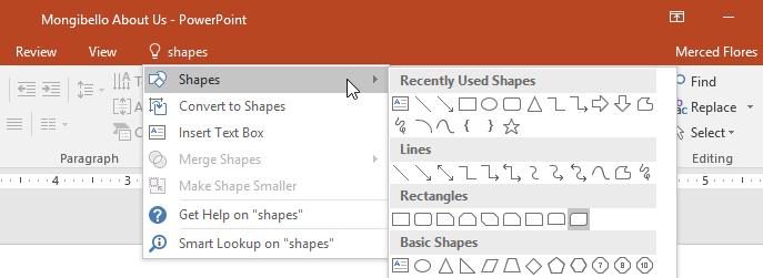 Show Tabs and Commands: This option maximizes the Ribbon. All of the tabs and commands will be visible. This option is selected by default when you open PowerPoint for the first time.