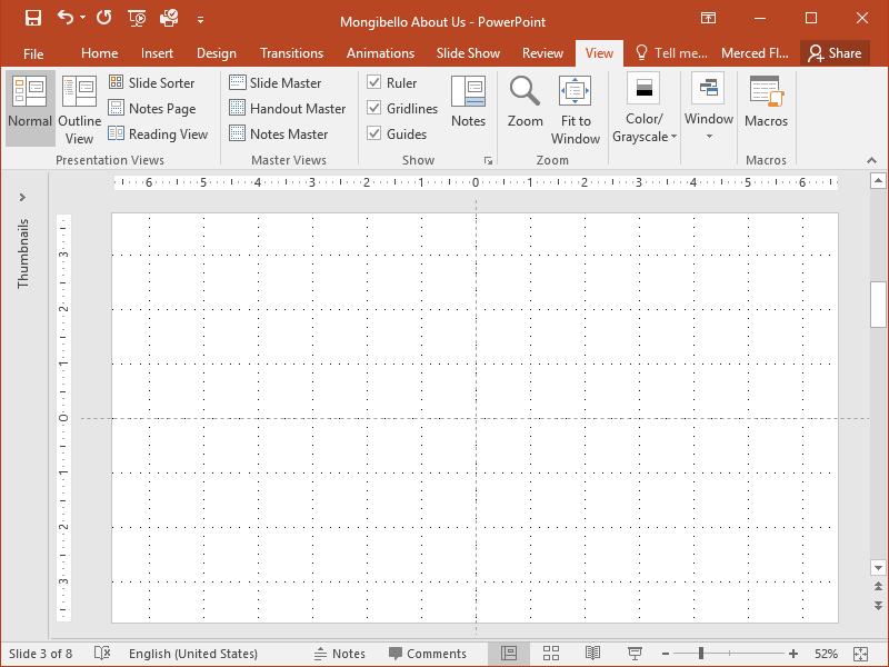Zoom and other view options PowerPoint has a variety of viewing options that change how your presentation is displayed.