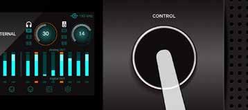 ection Settings that may be controlled using the front panel control knob are displayed as a circle; i.e. Speaker and Headphone, Input calibration and Gain levels To