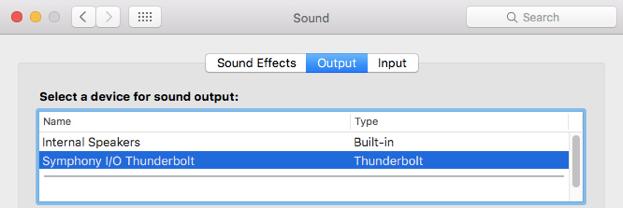 !! Getting Started with Audio Software Select Symphony for Mac System Sound Output To route audio from general audio applications such as itunes and Safari through Symphony I/O, it must be selected