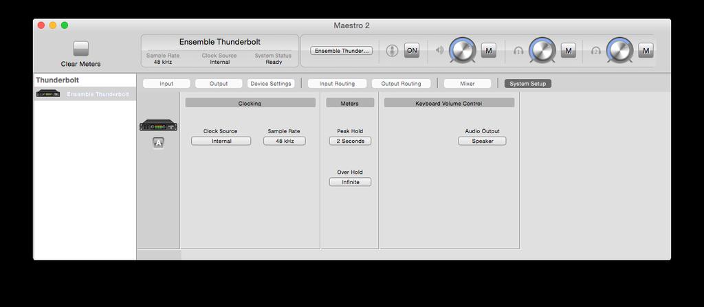System Setup Tab Window In most cases, Symphony hardware interface is part of a larger Mac-based audio system.