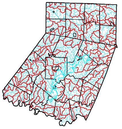 Now we will choose the: watershed boundary streams within the watershed, and municipalities that intersect the watershed and, once again (!