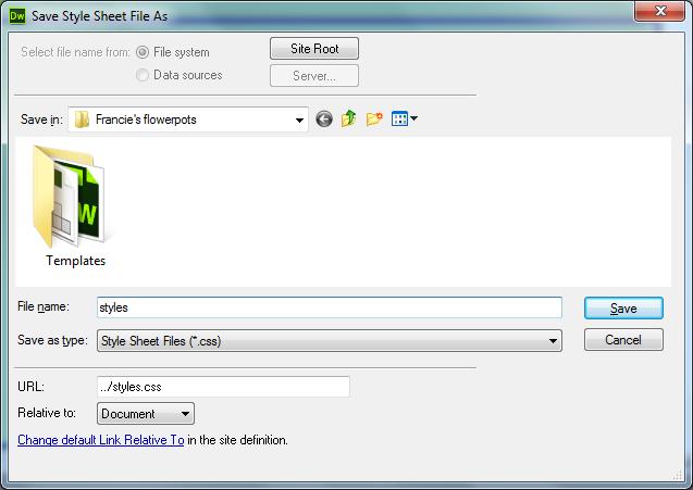 For the Rule Definition select New Style Sheet File. 15) With the three options above selected, click OK to create the new style rule.