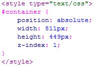 4) Take a look at Code View. A div tag has been created in the body area of the page. 5) Further up the page, a style section has been added.