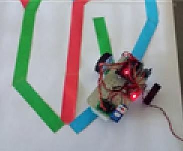 Figure: Sensing Blue Color Figure: Detecting the Obstacle 3.2 Conclusion The concept of the line follower robot is practically implemented in this paper based electronics logic circuit and sensors.