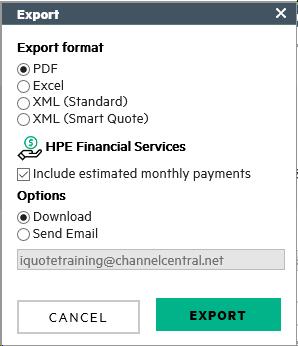 4.10.2 Export The Export function in iquote enables you to produce a quotation in different document formats.