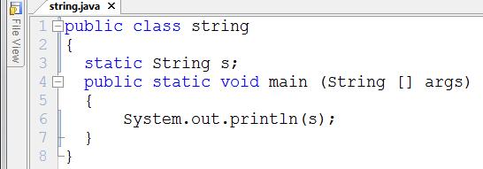 String output However, if String s is declared outside the