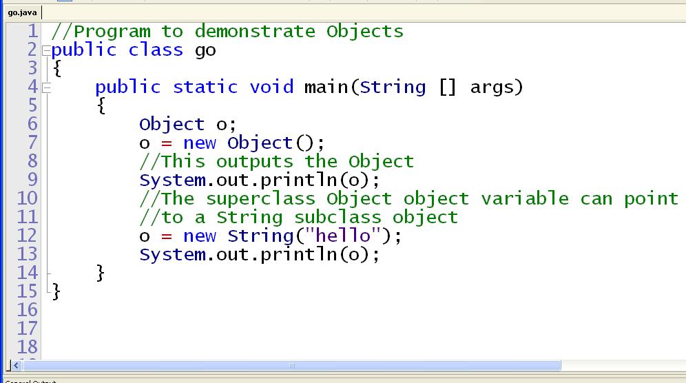 Sample Program At first the Object variable o references an