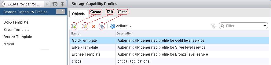 Clone an existing profile Select the profile on the Objects page and choose either the Clone icon or Clone from the Actions menu.