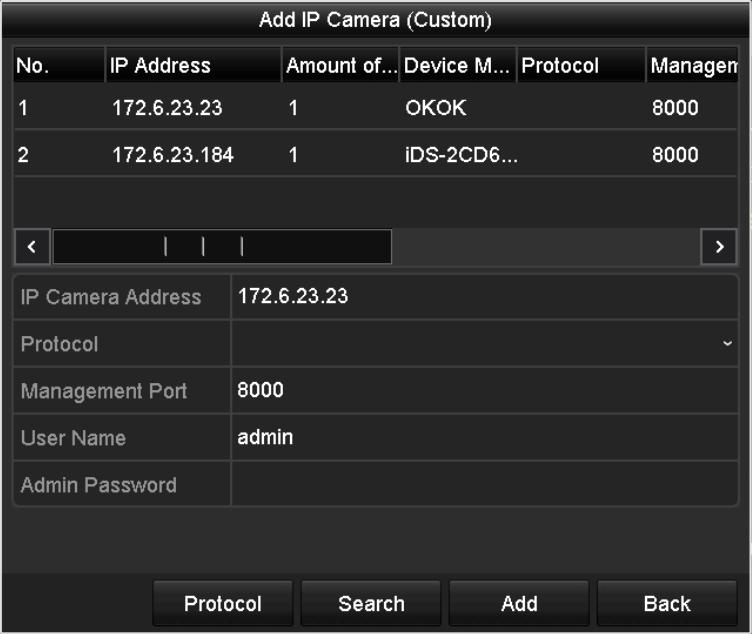 To custom add other IP cameras: 1) Click the Custom Adding button to pop up the Add IP Camera (Custom) interface. Figure 2.