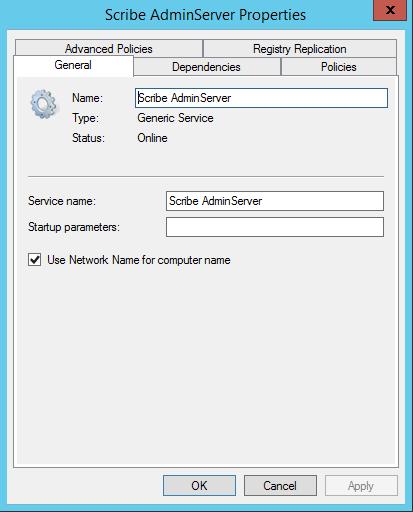 g. Select the Use Network Name for computer name checkbox. Scribe BridgeServer a. Click the Dependencies tab. b.
