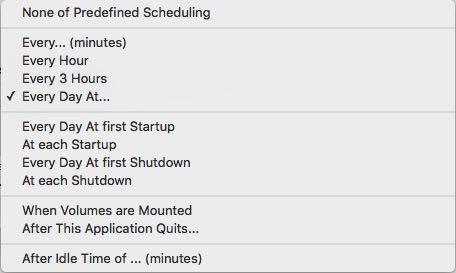 Execution can be limited to a particular Context, such as Home or Office (the current context is selected in the options of the Scheduler - in the Scheduler menu).