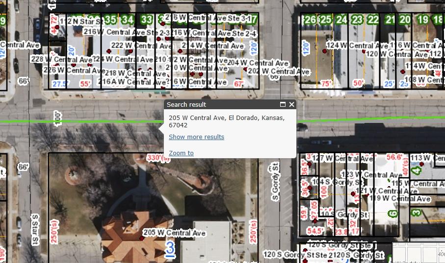 You can then close the Search result box and look at the aerial map with
