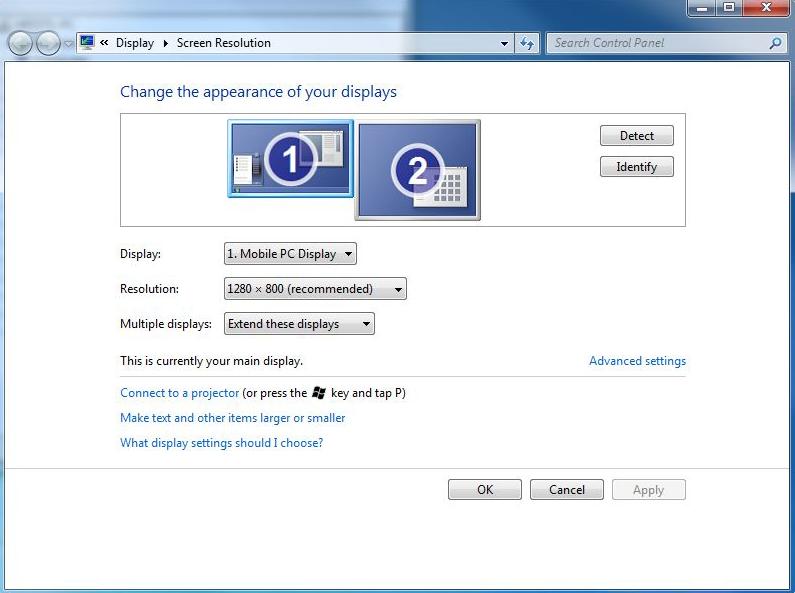 Windows system configuration Position the mouse anywhere on your computer desktop, right-click and select <Screen Resolution> on Windows 7, Personalize > Display Settings on