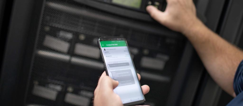 At your service via mobile app Should there be any UPS issues detected via the DCIM software, immediate notification is sent, not only to Cavern Technologies personnel via the EcoStruxure IT app, but