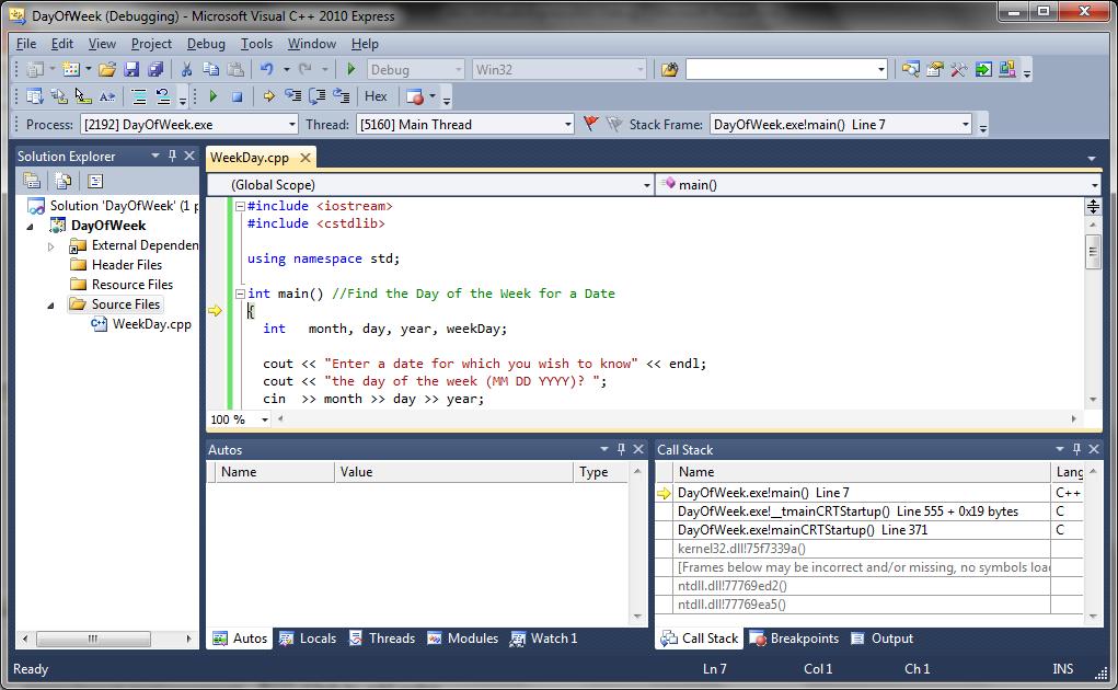 Begin Debug Trace 4 Start Trace To Start The debugger (pausing at / and highlighting the first executable