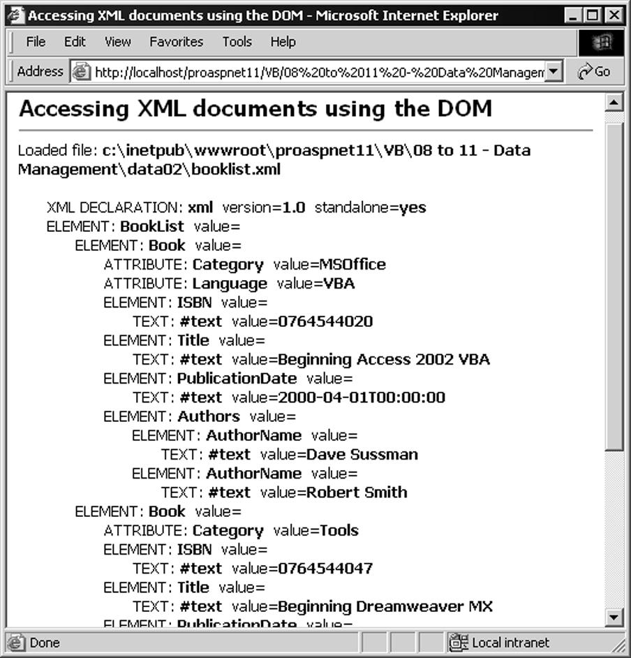 58900_ch08.qxp 19/02/2004 2:49 PM Page 380 Chapter 8 Figure 8-14 XML Document Access via the DOM The.