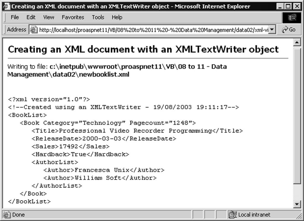 58900_ch08.qxp 19/02/2004 2:49 PM Page 388 Chapter 8 within the document. This new XPathNavigator has Name and Value properties that reflect the values for the current node.