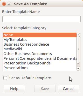 To create a template from a document and save it to My Templates: 1) Open a new or existing document of the type you want to make into a template (text document, spreadsheet, drawing, or