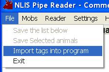 Reader software features Importing a tag bucket into the Pipe Reader software It is possible to import your tag bucket file into the NLIS Pipe Reader software.