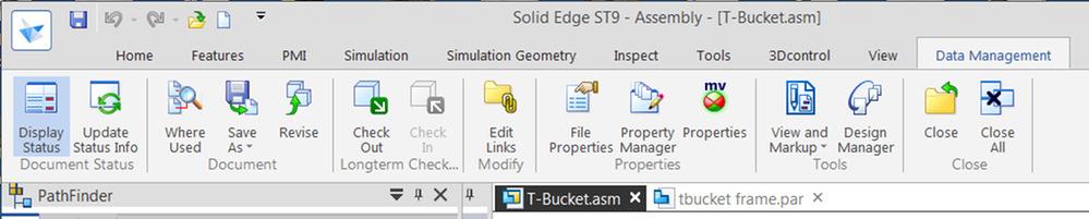 ST 9 Data Management This Tech Tip looks at the new Data Management Tab in Solid Edge ST 9 and how you can use it to build some control over you file naming, searching and access to files.