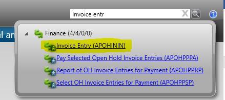 The example below is the invoice entry screen where the screen