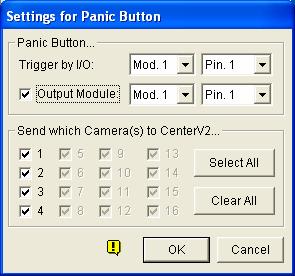 1 Center V2 Panic Button Setup You may set up a panic alarm button at your GV-System. In case of emergency, press the button immediately to send the associated video to Center V2.