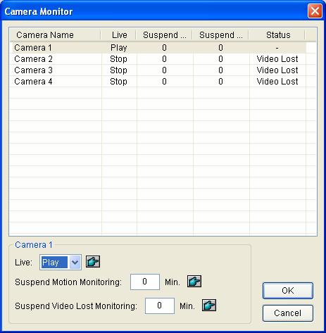 1 Center V2 Camera Monitor Use the Camera Monitor window to define the following: Enable and disable live display (The subscriber must give the privilege first.