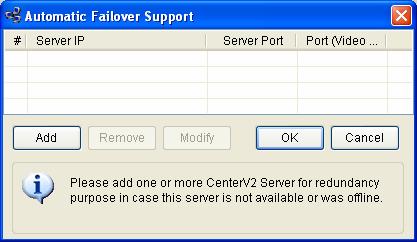 1.19 Backup Servers You can configure up to two backup servers in case of the primary Center V2 server failure.