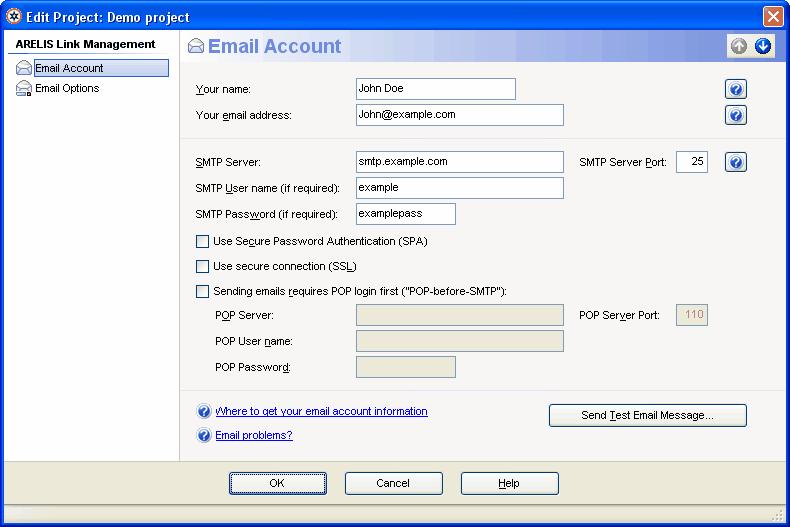 26 3.3.3.1 How to find web sites that could link to you How to edit your email account settings Click the Email Settings button in the Send Email To Selected Site panel and select Edit Email Account