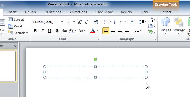 Resizing a Text Box PowerPoint 2010 Click in the text box. Move the cursor to a corner of the box. (The box at the corner is called a handle.