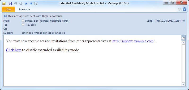 From this dialog, you can easily disable extended availability to avoid distraction while in a session, for example.