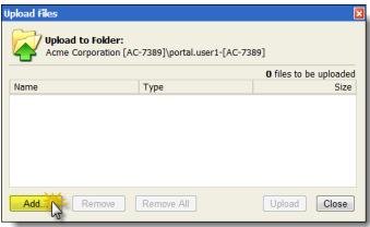 Uploading Files to a Client Portal Portal users can upload files to any client portal