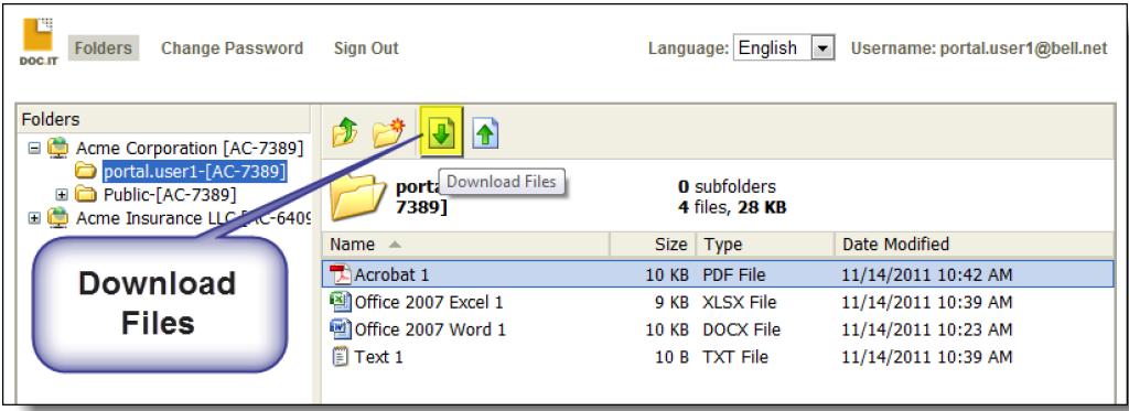 there for downloading. To download a file from a client portal, the portal user must do the following: 1.