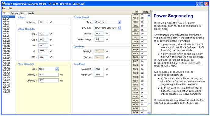 Understanding Slots Mixed Signal Power Manager Tutorial Go back to the MPM GUI and select the Power tab.