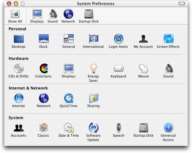 processing program. To access the speech options, select the System Preferences icon on the main window, and then select the Speech icon under the System menu.