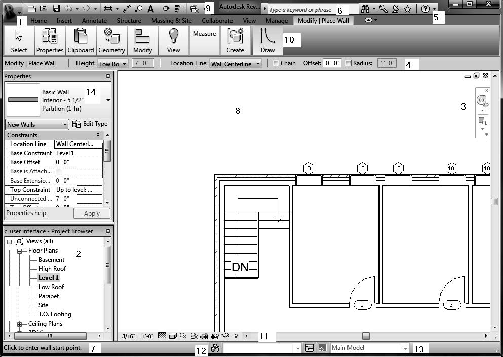 Building Information Modeling and Revit Basics 6. Match the numbers with their names.