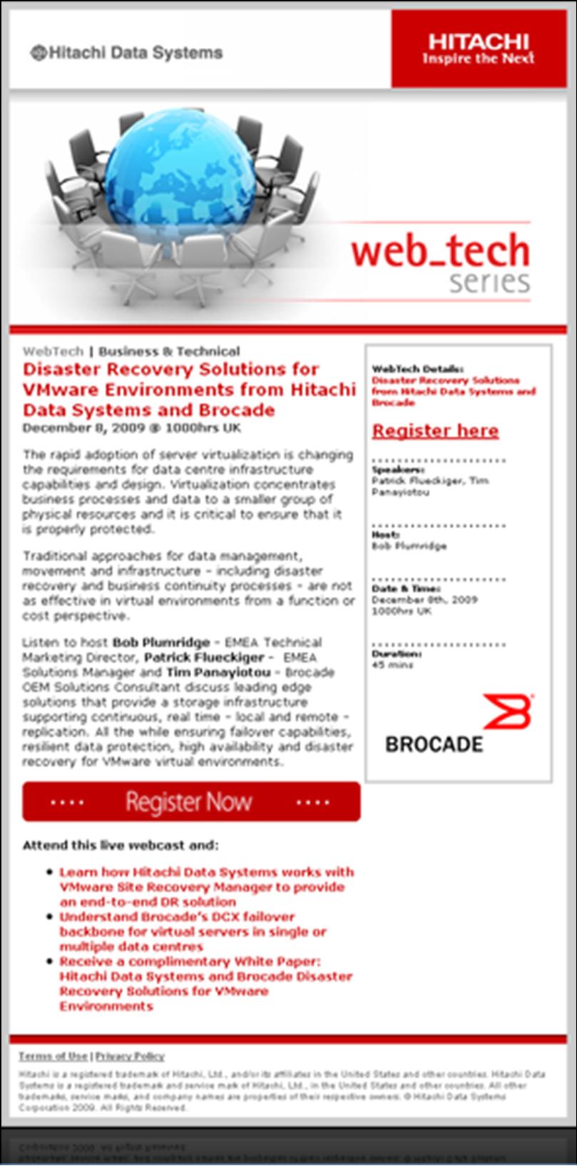 HITACHI USES EMAIL TO DRIVE ATTENDANCE FOR ITS WebTech WEBINAR SERIES
