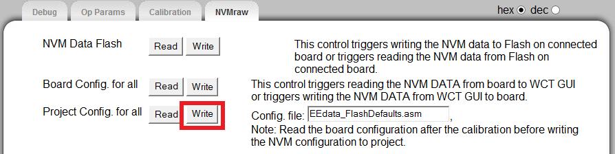 Write NVM data 3 NVM Structure Reference 3.1 Operation parameters Replace EEdata_FlashDefaults.