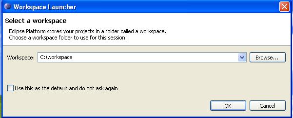 A Workspace Launcher dialog will appear.