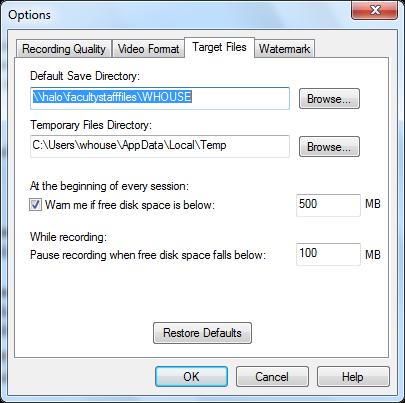 Hide Recorder This option can be used to hide the SMART Recorder but still be able to access the menu options by using the SMART Recorder icon which will display in the system tray.