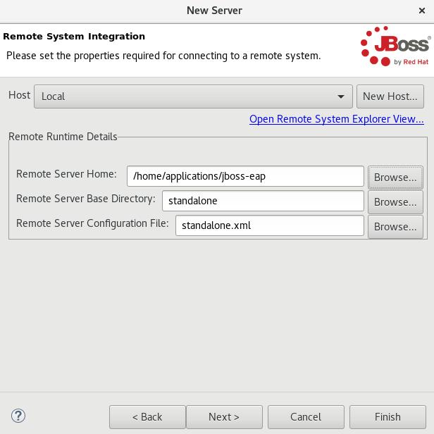 Red Hat Developer Studio 12.0 Getting Started with Developer Studio Tools a. In the Host field, the default host is Local.