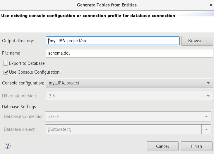 CHAPTER 3. DEVELOPING FIRST APPLICATIONS WITH DEVELOPER STUDIO TOOLS Figure 3.16. Generate Entities 3.4.3. Creating a Hibernate Mapping File Hibernate mapping files specify how your objects relate to the database tables.