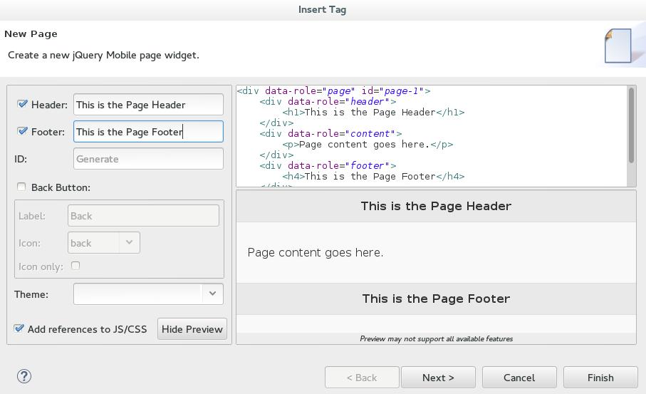 CHAPTER 3. DEVELOPING FIRST APPLICATIONS WITH DEVELOPER STUDIO TOOLS Figure 3.23. Adding a New Page 6.