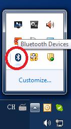 1 Click the Bluetooth icon on the taskbar of computer OS and