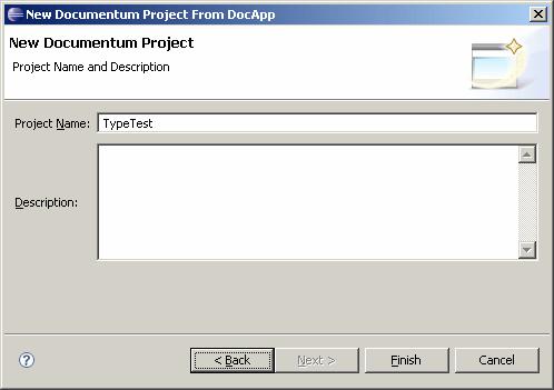The new project is displayed in the Documentum Navigator view.