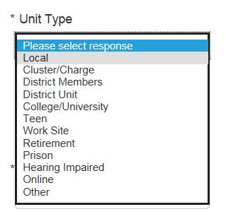 4. Choose the type of UMW unit from the dropdown menu in the UNIT TYPE box. The most common response will be Local. 5.