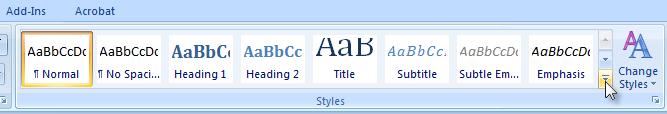 NEW STYLE GALLERY In Microsoft Office Word 2007, you can apply a specific style quickly and easily on the Home tab in the Styles group.