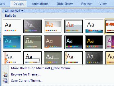 THEMES, LAYOUTS, AND QUICK STYLES Office PowerPoint 2007 comes with new themes, layouts, and Quick Styles that offer you a wide range of options when you are formatting your presentations.